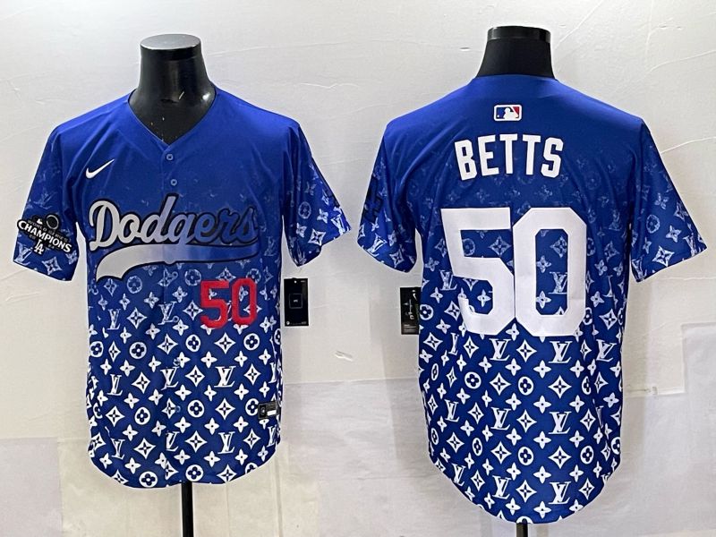 Men Los Angeles Dodgers #50 Betts Blue Nike 2025 MLB jersey 03